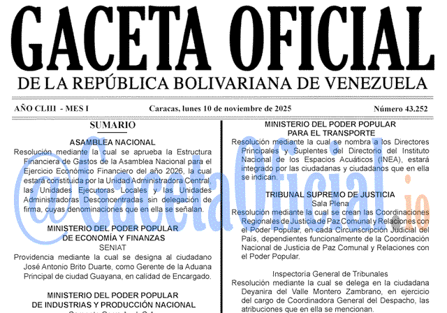 Gaceta Oficial, Gaceta 43252, Gaceta 43252 HD, Gaceta #43252, Gaceta Oficial Venezuela #43252