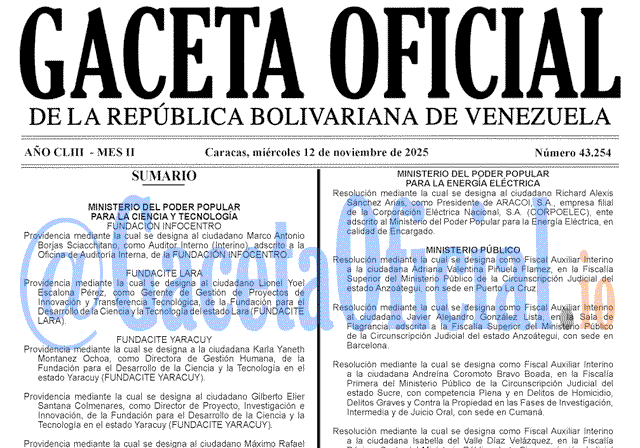 Gaceta Oficial, Gaceta 43254, Gaceta 43254 HD, Gaceta #43254, Gaceta Oficial Venezuela #43254