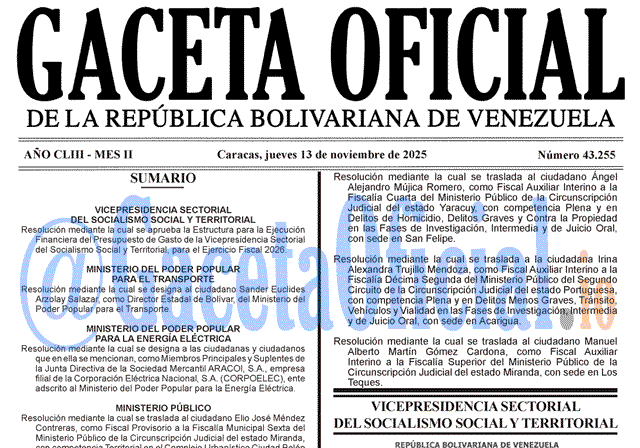 Gaceta Oficial, Gaceta 43255, Gaceta 43255 HD, Gaceta #43255, Gaceta Oficial Venezuela #43255