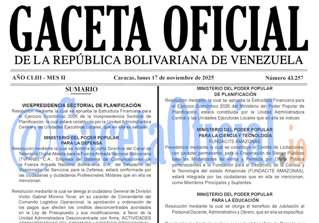 Gaceta Oficial, Gaceta 43257, Gaceta 43257 HD, Gaceta #43257, Gaceta Oficial Venezuela #43257
