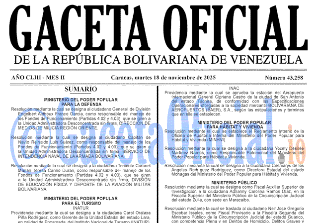 Gaceta Oficial, Gaceta 43258, Gaceta 43258 HD, Gaceta #43258, Gaceta Oficial Venezuela #43258