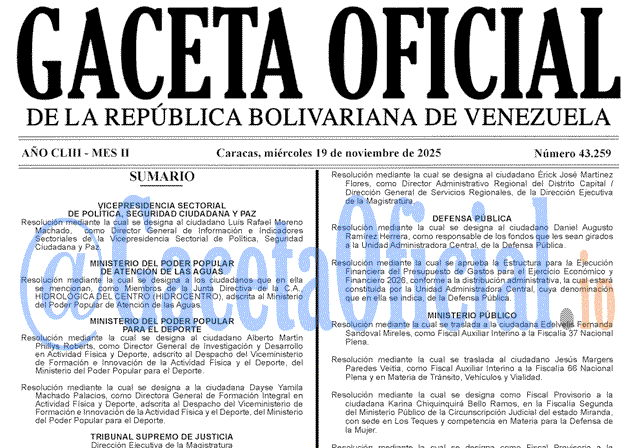 Gaceta Oficial, Gaceta 43259, Gaceta 43259 HD, Gaceta #43259, Gaceta Oficial Venezuela #43259