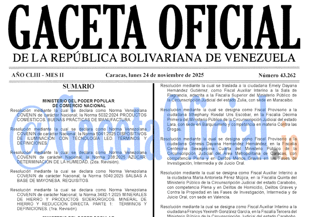 Venezuela Gaceta Oficial 43262 del 24 noviembre 2025 Gaceta Oficial, Gaceta 43262, Gaceta 43262 HD, Gaceta #43262, Gaceta Oficial Venezuela #43262