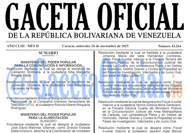 Gaceta Oficial, Gaceta 43264, Gaceta 43264 HD, Gaceta #43264, Gaceta Oficial Venezuela #43264