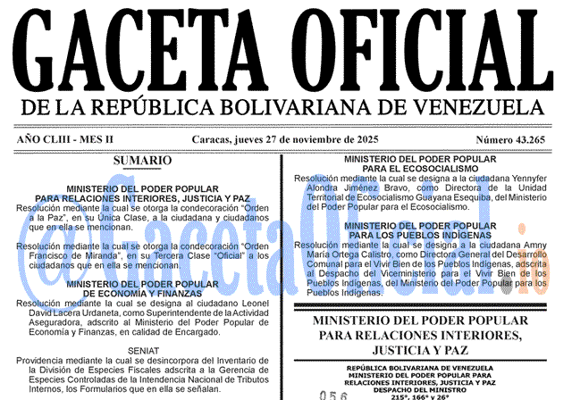 Gaceta Oficial, Gaceta 43265, Gaceta 43265 HD, Gaceta #43265, Gaceta Oficial Venezuela #43265