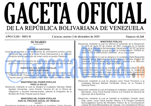 Gaceta Oficial, Gaceta 43268, Gaceta 43268 HD, Gaceta #43268, Gaceta Oficial Venezuela #43268