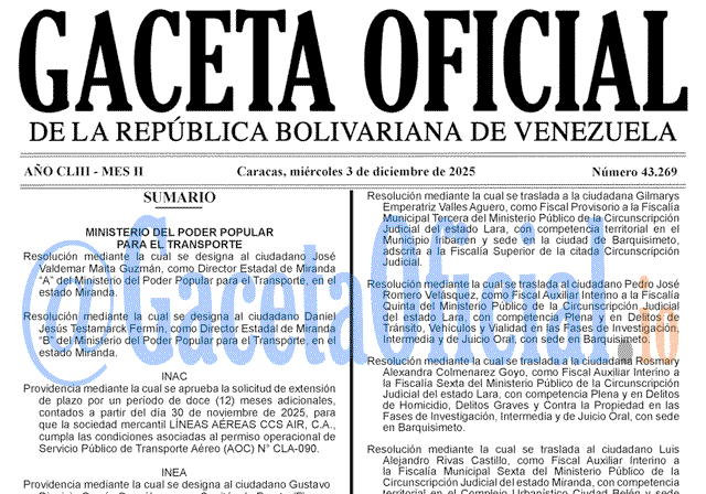 Gaceta Oficial, Gaceta 43269, Gaceta 43269 HD, Gaceta #43269, Gaceta Oficial Venezuela #43269