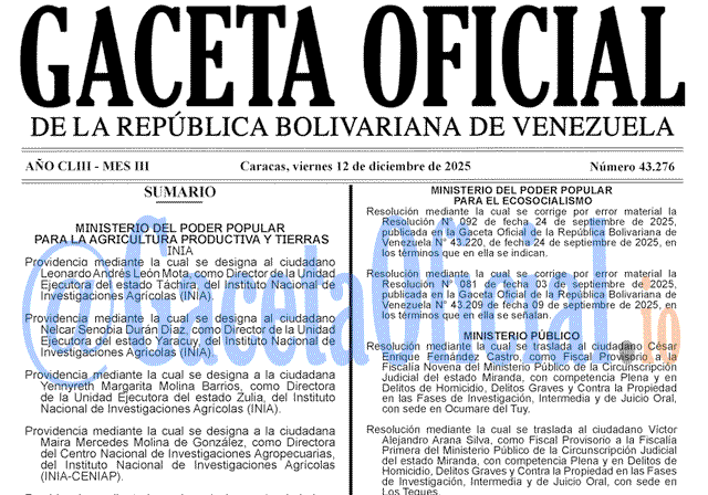 Gaceta Oficial, Gaceta 43276, Gaceta 43276 HD, Gaceta #43276, Gaceta Oficial Venezuela #43276