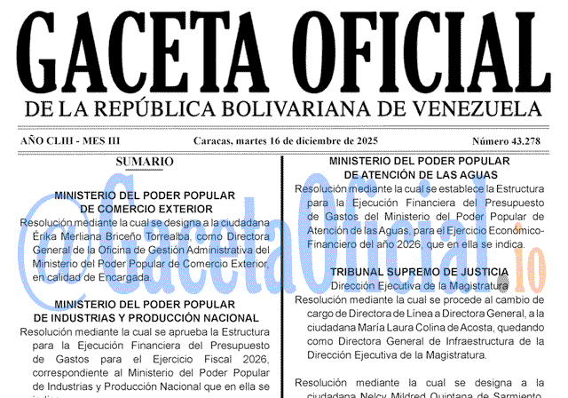 Gaceta Oficial, Gaceta 43278, Gaceta 43278 HD, Gaceta #43278, Gaceta Oficial Venezuela #43278