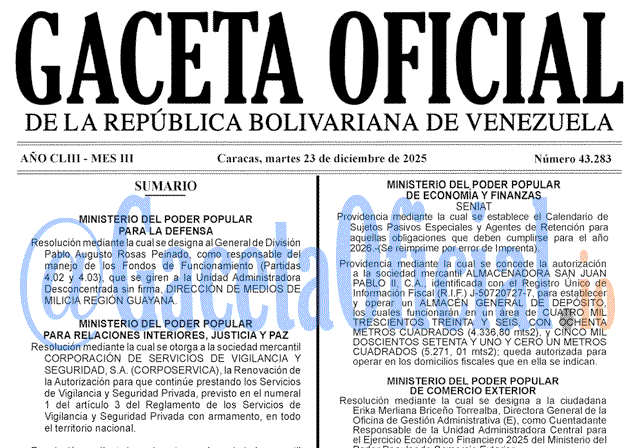 Gaceta Oficial, Gaceta 43283, Gaceta 43283 HD, Gaceta #43283, Gaceta Oficial Venezuela #43283