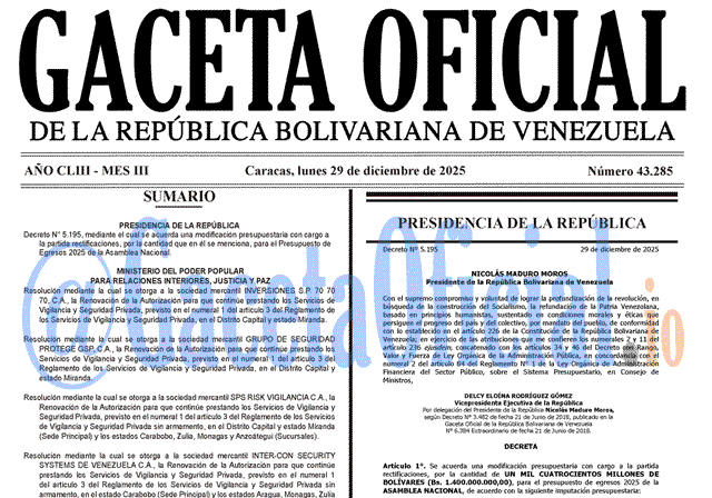 Gaceta Oficial, Gaceta 43285, Gaceta 43285 HD, Gaceta #43285, Gaceta Oficial Venezuela #43285