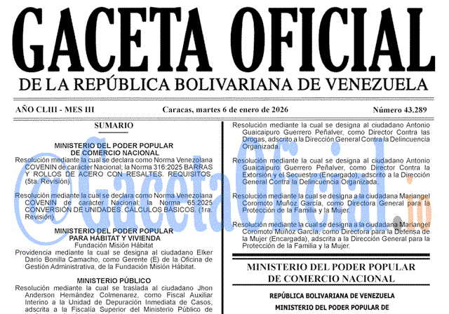 Gaceta Oficial, Gaceta 43290, Gaceta 43290 HD, Gaceta #43290, Gaceta Oficial Venezuela #43290