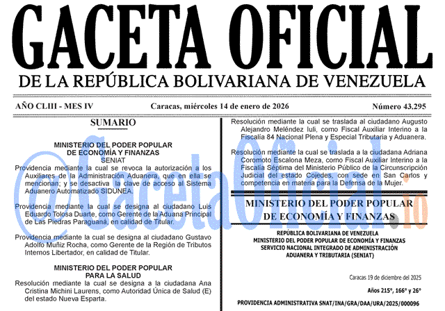 Gaceta Oficial, Gaceta 43295, Gaceta 43295 HD, Gaceta #43295, Gaceta Oficial Venezuela #43295