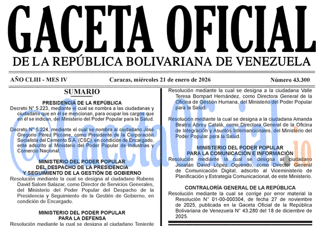 Gaceta Oficial, Gaceta 43300, Gaceta 43300 HD, Gaceta #43300, Gaceta Oficial Venezuela #43300