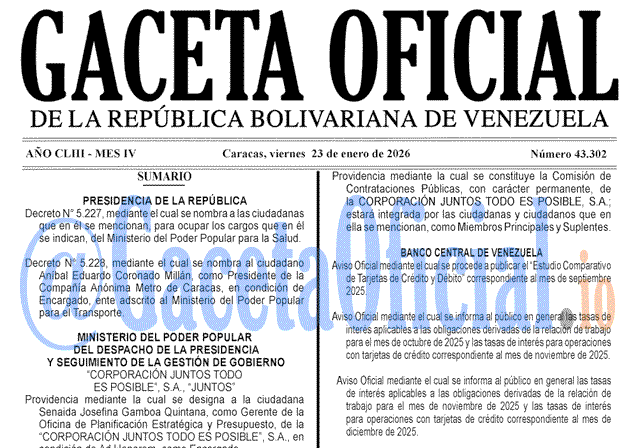 Gaceta Oficial, Gaceta 43302, Gaceta 43302 HD, Gaceta #43302, Gaceta Oficial Venezuela #43302