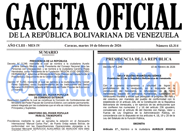 Gaceta Oficial, Gaceta 43314, Gaceta 43314 HD, Gaceta #43314, Gaceta Oficial Venezuela #43314