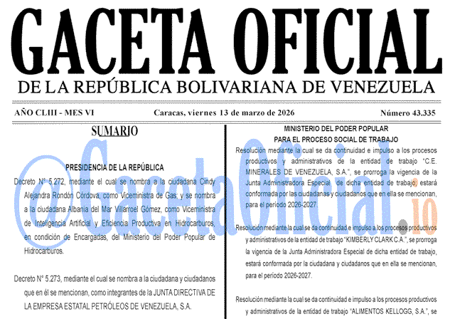 Venezuela Gaceta Oficial 43335 del 13 marzo 2026 Gaceta Oficial, Gaceta 43335, Gaceta 43335 HD, Gaceta #43335, Gaceta Oficial Venezuela #43335