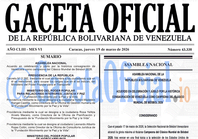 Gaceta Oficial, Gaceta 43338, Gaceta 43338 HD, Gaceta #43338, Gaceta Oficial Venezuela #43338