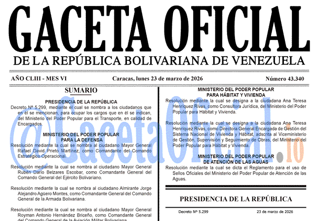 Gaceta Oficial, Gaceta 43340, Gaceta 43340 HD, Gaceta #43340, Gaceta Oficial Venezuela #43340