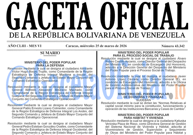 Gaceta Oficial, Gaceta 43342, Gaceta 43342 HD, Gaceta #43342, Gaceta Oficial Venezuela #43342