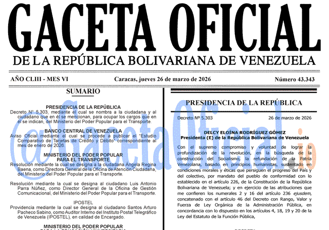 Gaceta Oficial, Gaceta 43343, Gaceta 43343 HD, Gaceta #43343, Gaceta Oficial Venezuela #43343