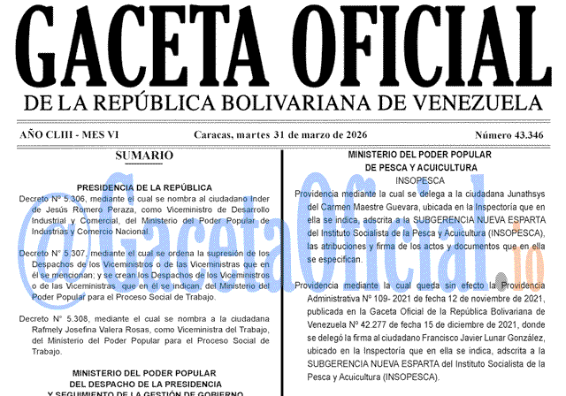 Gaceta Oficial, Gaceta 43346, Gaceta 43346 HD, Gaceta #43346, Gaceta Oficial Venezuela #43346