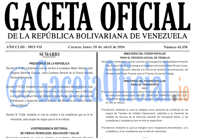 Venezuela Gaceta Oficial 43358 del 20 abril 2026 Gaceta Oficial, Gaceta 43358, Gaceta 43358 HD, Gaceta #43358, Gaceta Oficial Venezuela #43358