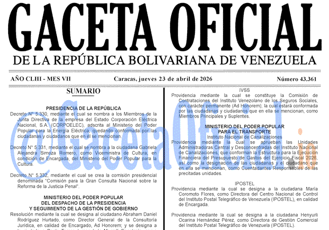 Venezuela Gaceta Oficial 43361 del 23 abril 2026 Gaceta Oficial, Gaceta 43361, Gaceta 43361 HD, Gaceta #43361, Gaceta Oficial Venezuela #43361
