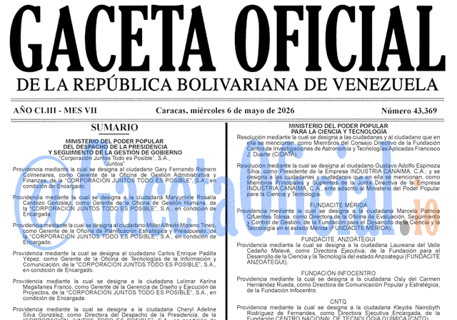 Gaceta Oficial, Gaceta 43369, Gaceta 43369 HD, Gaceta #43369, Gaceta Oficial Venezuela #43369