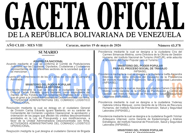 Venezuela Gaceta Oficial 43378 del 19 mayo 2026 Gaceta Oficial, Gaceta 43378, Gaceta 43378 HD, Gaceta #43378, Gaceta Oficial Venezuela #43378