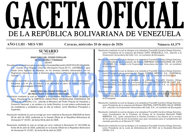 Gaceta Oficial, Gaceta 43379, Gaceta 43379 HD, Gaceta #43379, Gaceta Oficial Venezuela #43379