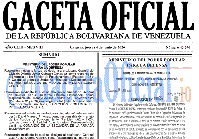 Gaceta Oficial, Gaceta 43390, Gaceta 43390 HD, Gaceta #43390, Gaceta Oficial Venezuela #43390
