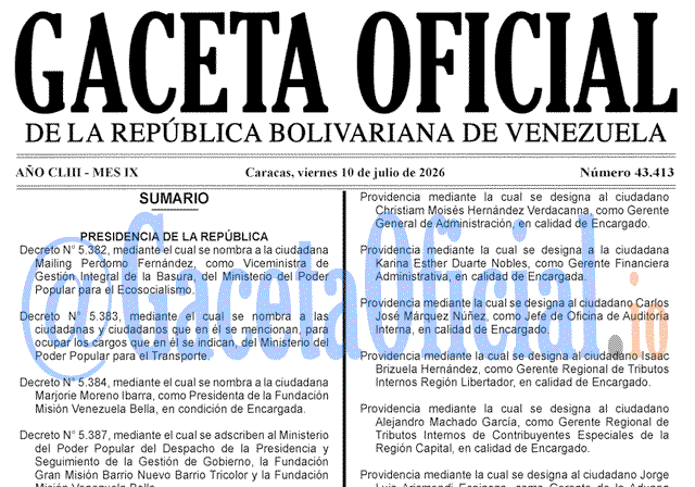 Venezuela Gaceta Oficial 43413 del 10 julio 2026 Gaceta Oficial, Gaceta 43413, Gaceta 43413 HD, Gaceta #43413, Gaceta Oficial Venezuela #43413