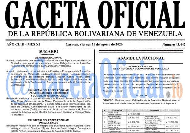 Venezuela Gaceta Oficial 43442 del 21 agosto 2026 Gaceta Oficial, Gaceta 43442, Gaceta 43442 HD, Gaceta #43442, Gaceta Oficial Venezuela #43442