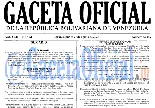Venezuela Gaceta Oficial 43446 del 27 agosto 2026 Gaceta Oficial, Gaceta 43446, Gaceta 43446 HD, Gaceta #43446, Gaceta Oficial Venezuela #43446