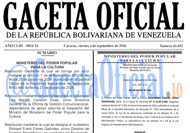Venezuela Gaceta Oficial 43452 del 4 septiembre 2026 Gaceta Oficial, Gaceta 43452, Gaceta 43452 HD, Gaceta #43452, Gaceta Oficial Venezuela #43452