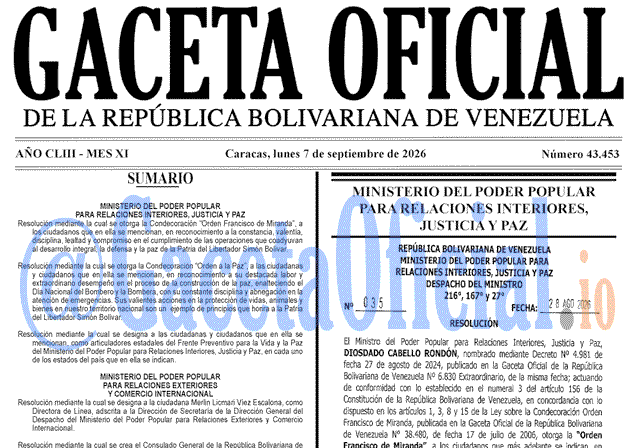 Gaceta Oficial, Gaceta 43453, Gaceta 43453 HD, Gaceta #43453, Gaceta Oficial Venezuela #43453