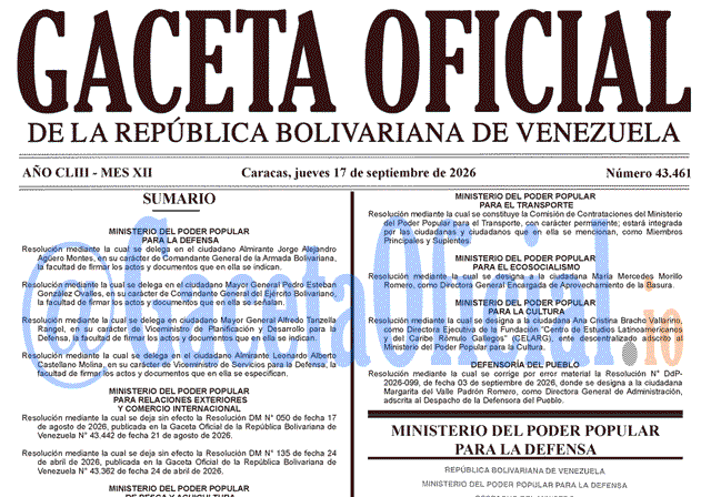 Venezuela Gaceta Oficial 43461 del 17 septiembre 2026 Gaceta Oficial, Gaceta 43461, Gaceta 43461 HD, Gaceta #43461, Gaceta Oficial Venezuela #43461