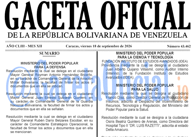 Gaceta Oficial, Gaceta 43462, Gaceta 43462 HD, Gaceta #43462, Gaceta Oficial Venezuela #43462