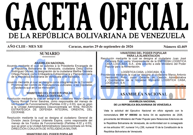 Venezuela Gaceta Oficial 43469 del 29 septiembre 2026 Gaceta Oficial, Gaceta 43469, Gaceta 43469 HD, Gaceta #43469, Gaceta Oficial Venezuela #43469