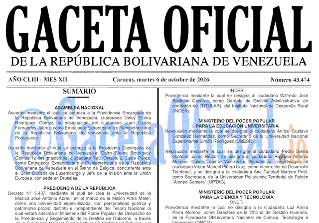 Gaceta 43474, Gaceta 43474 HD, Gaceta #43474, Gaceta Oficial Venezuela #43474