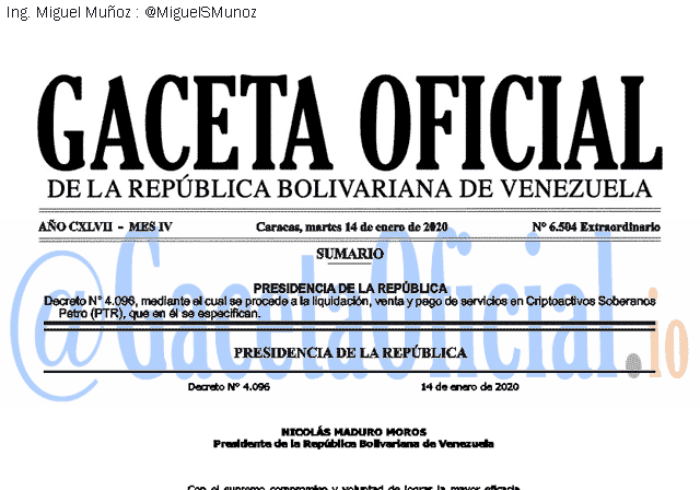 Gaceta Oficial 6504 del 14 enero 2020 Gaceta Oficial 6504 del 14 enero 2020