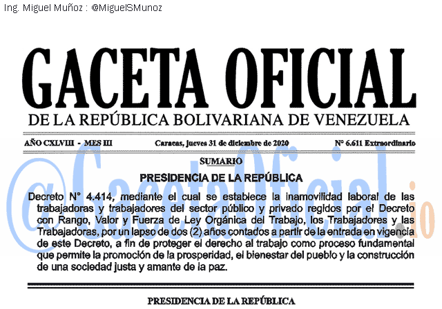 Gaceta Oficial 6611 del 31 diciembre 2020 Gaceta Oficial 6611 del 31 diciembre 2020
