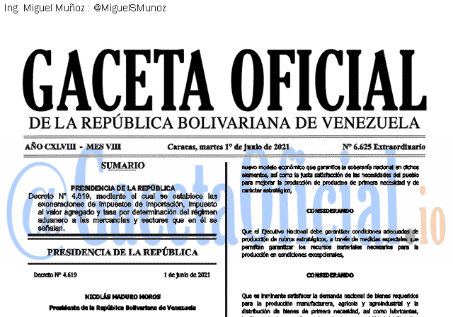 Gaceta Oficial 6625 del 1 junio 2021