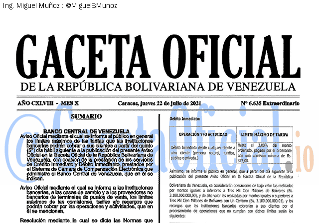Gaceta Oficial 6635 del 22 julio 2021