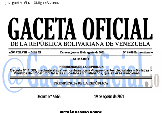 Gaceta Oficial 6638 del 19 agosto 2021