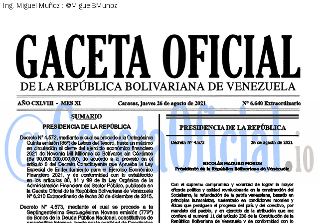 Gaceta Oficial 6640 del 26 agosto 2021