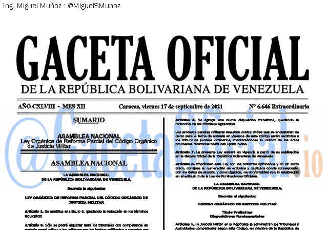 Gaceta Oficial 6646 del 17 septiembre 2021