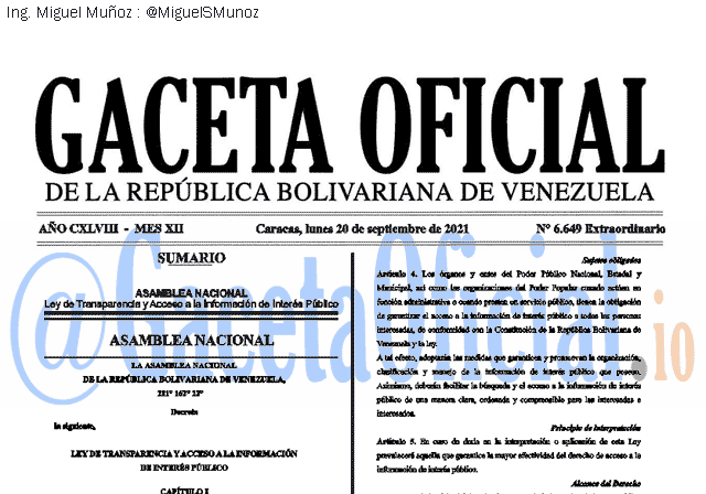 Gaceta Oficial 6649 del 20 septiembre 2021