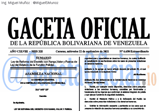 Gaceta Oficial 6650 del 22 septiembre 2021